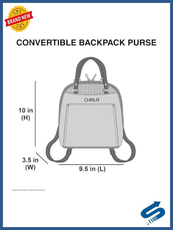 Convertible Backpack Purse with Adjustable Strap - Faux Leather Canvas